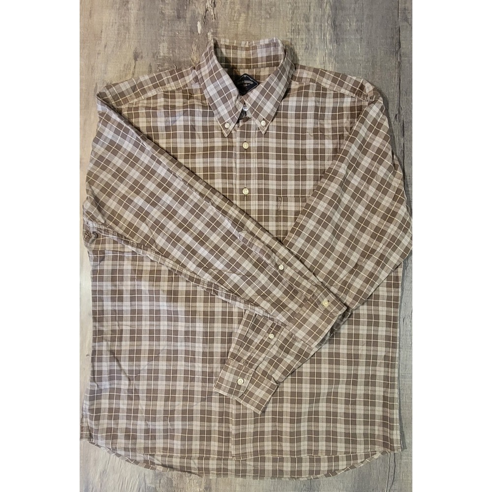 Bills Khakis Classic Fit Mens XL‎ Brown Plaid Long Sleeve Button Down Shirt